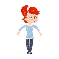 cartoon friendly woman shrugging shoulders N12