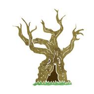 cartoon spooky old tree N20