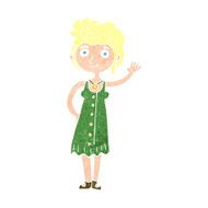 cartoon hippie woman waving N11