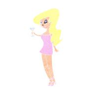 cartoon woman at party N25
