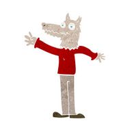 cartoon waving wolf N19
