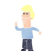 Cartoon Man Giving Peace Sign N68