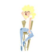 cartoon woman posing on chair N29