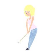 Cartoon Woman Playing Golf N27