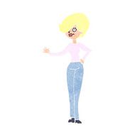 Cartoon Woman Waving N413