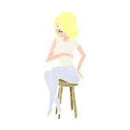 cartoon woman sitting on bar stool N24