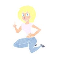 cartoon sitting woman with idea N12