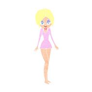 cartoon woman in short dress N13