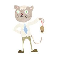 cartoon business cat with dead mouse N12