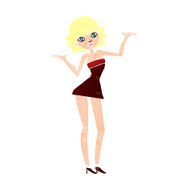 cartoon woman in cocktail dress N24