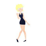 cartoon woman in cocktail dress N25