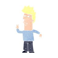 Cartoon Man Giving Peace Sign N69