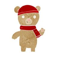 cartoon waving teddy bear N41