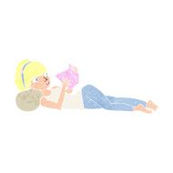 Cartoon Woman Reading N3