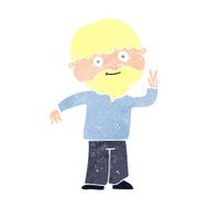Cartoon Man Giving Peace Sign N70