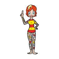 cartoon woman covered in tattoos N12