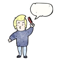 cartoon man combing hair N20