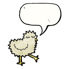 cartoon chick with speech bubble N2
