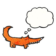 cartoon fox with thought bubble N35