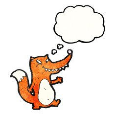 cartoon fox with thought bubble N36