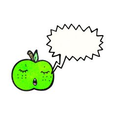 cute cartoon apple with speech bubble N4