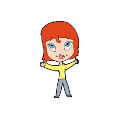 cartoon happy woman waving arms N12