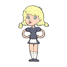 cartoon happy waitress woman N10