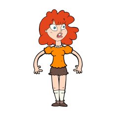 cartoon pretty girl with shocked expression N11