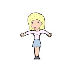 cartoon woman shrugging shoulders N533