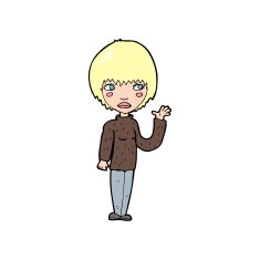 Cartoon Woman Waving N378