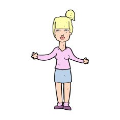 cartoon woman shrugging shoulders N534