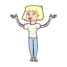 cartoon woman holding up hands N22