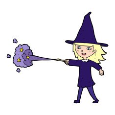 cartoon witch girl casting spell N25