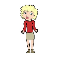 cartoon woman shrugging shoulders N535