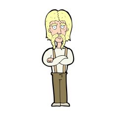 cartoon long mustache man with folded arms N12