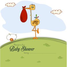 Baby Shower Card with Stork N3