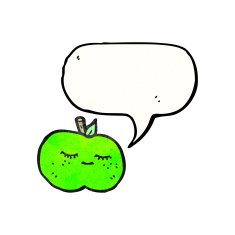 cute cartoon apple with speech bubble N5