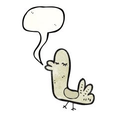cartoon bird with speech bubble N358