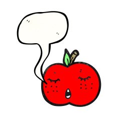 cartoon apple with speech bubble N47