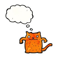 cartoon cat with thought bubble N144