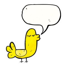 cartoon funny bird with speech bubble N20