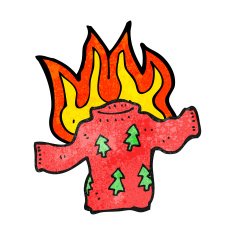 cartoon christmas jumper on fire N2
