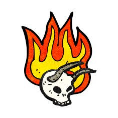 Cartoon Flaming Skull N45