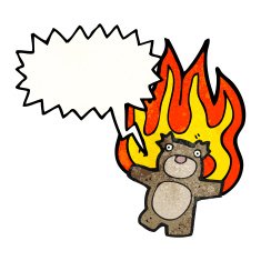 burning teddy bear cartoon N4