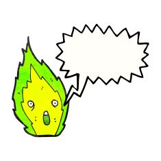 little green flame cartoon character N5