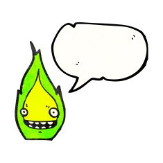 little green flame cartoon character N6