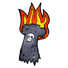 burning old skull tee cartoon N2