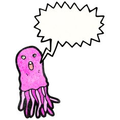 cartoon jellyfish with speech bubble N7
