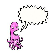 cartoon jellyfish with speech bubble N8