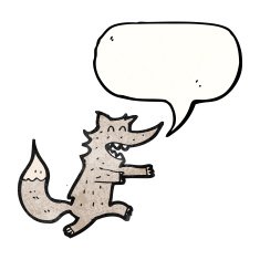 cartoon wolf with speech bubble N62